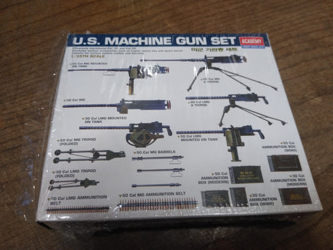 Vtg NOS Open Box Academy U.S. Machine Gun Set Military Model Kit 1:35 Scale