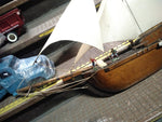 Vtg 2 Masted Wooden Schooner Ship w/Figures Nautical Wall Hanging 43 in. x 23 in