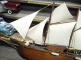Vtg 2 Masted Wooden Schooner Ship w/Figures Nautical Wall Hanging 43 in. x 23 in