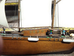 Vtg 2 Masted Wooden Schooner Ship w/Figures Nautical Wall Hanging 43 in. x 23 in