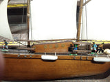 Vtg 2 Masted Wooden Schooner Ship w/Figures Nautical Wall Hanging 43 in. x 23 in