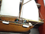 Vtg 2 Masted Wooden Schooner Ship w/Figures Nautical Wall Hanging 43 in. x 23 in