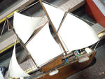 Vtg 2 Masted Wooden Schooner Ship w/Figures Nautical Wall Hanging 43 in. x 23 in