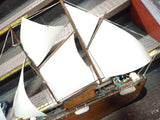 Vtg 2 Masted Wooden Schooner Ship w/Figures Nautical Wall Hanging 43 in. x 23 in