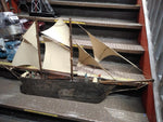 Vtg 2 Masted Wooden Schooner Ship w/Figures Nautical Wall Hanging 43 in. x 23 in