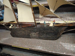 Vtg 2 Masted Wooden Schooner Ship w/Figures Nautical Wall Hanging 43 in. x 23 in