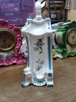 Vtg 1920's Porcelain Wind Up Alarm Mantle Bedroom Clock White Floral Ceramic