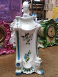 Vtg 1920's Porcelain Wind Up Alarm Mantle Bedroom Clock White Floral Ceramic