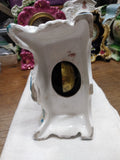 Vtg 1920's Porcelain Wind Up Alarm Mantle Bedroom Clock White Floral Ceramic