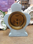 Vtg Porcelain Wind Up Alarm Mantle Bedroom Clock White/Blue Floral Ceramic