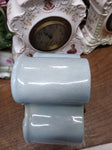 Vtg Porcelain Wind Up Alarm Mantle Bedroom Clock White/Blue Floral Ceramic