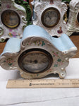 Vtg Porcelain Wind Up Alarm Mantle Bedroom Clock White/Blue Floral Ceramic