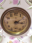 Vtg Gilbert Porcelain Wind Up Alarm Mantle Bedroom Clock White Floral Ceramic