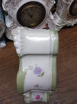 Vtg Gilbert Porcelain Wind Up Alarm Mantle Bedroom Clock White Floral Ceramic