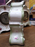 Vtg Gilbert Porcelain Wind Up Alarm Mantle Bedroom Clock White Floral Ceramic