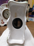 Vtg Gilbert Porcelain Wind Up Alarm Mantle Bedroom Clock White Floral Ceramic