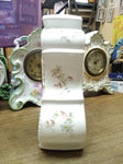 Vtg Colonial Porcelain Wind Up Alarm Mantle Bedroom Clock White Floral Ceramic