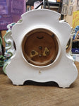 Vtg Colonial Porcelain Wind Up Alarm Mantle Bedroom Clock White Floral Ceramic