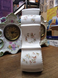 Vtg Colonial Porcelain Wind Up Alarm Mantle Bedroom Clock White Floral Ceramic