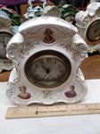 Vtg Colonial Porcelain Wind Up Alarm Mantle Bedroom Clock White Floral Ceramic