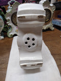 Vtg Colonial Porcelain Wind Up Alarm Mantle Bedroom Clock White Floral Ceramic