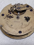 Vtg Antique Parkinson Frodshame Key Wind Pocket Watch Movement w/Dial Repair Lot