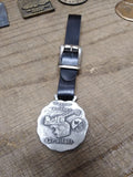 Vtg Watch Fob w/Leather Strap Warner & Swasey Gradall WS Hopto Heavy Equipment
