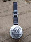Vtg Watch Fob w/Leather Strap Warner & Swasey Gradall WS Hopto Heavy Equipment