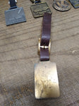 Vtg Brass Watch Fob w/Leather Strap TEREX GM Front Loader Heavy Equipment