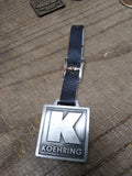 Vtg Double Sided Watch Fob w/Leather Strap Koehring Heavy Equipment Advertising