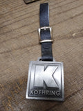 Vtg Double Sided Watch Fob w/Leather Strap Koehring Heavy Equipment Advertising