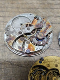 Vtg Pocket Watch Parts Repair Movements & Dial Lot New England Mercer Hampden