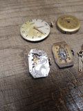 Vtg 5 Pc Mechanical Watch Parts Lot Waltham Aureoli Sussex Sirom Hampden 10K GF