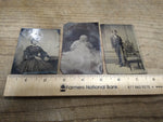 Vtg 3 Pc Civil War Era Tin Type Photograph Lot Woman Man Baby Family Posing