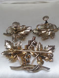 Vtg CA Carl Art Brooch & Earring Set 1/20 Gold Filled Red Clear Stones Orig Box!