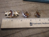 Vtg CA Carl Art Brooch & Earring Set 1/20 Gold Filled Red Clear Stones Orig Box!