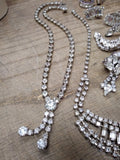 Vtg 6 Piece Rhinestone Necklace and Earring Lot with 2 x Warner Earrings and Box