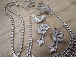 Vtg 6 Piece Rhinestone Necklace and Earring Lot with 2 x Warner Earrings and Box