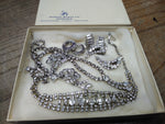 Vtg 6 Piece Rhinestone Necklace and Earring Lot with 2 x Warner Earrings and Box