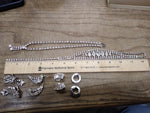 Vtg 6 Piece Rhinestone Necklace and Earring Lot with 2 x Warner Earrings and Box