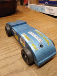 Vtg Cub Scouts Pinewood Derby Blue Race Car #18 English Leather 7 Inches