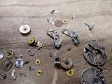 Vtg 50+ Pc Watch Parts Repair Lot Eskay Benrus Ingraham Sir Leeds Loco Warwick