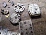 Vtg 50+ Pc Watch Parts Repair Lot Eskay Benrus Ingraham Sir Leeds Loco Warwick