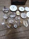 Vtg 35+ Pc Watch Parts Repair Lot Elgin Bulova Trinity Riviera Dials Movements