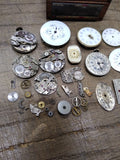 Vtg 35+ Pc Watch Parts Repair Lot Elgin Bulova Trinity Riviera Dials Movements