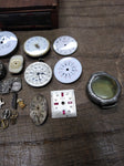 Vtg 35+ Pc Watch Parts Repair Lot Elgin Bulova Trinity Riviera Dials Movements