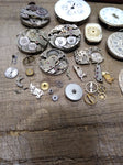 Vtg 35+ Pc Watch Parts Repair Lot Elgin Bulova Trinity Riviera Dials Movements
