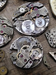 Vtg 35+ Pc Watch Parts Repair Lot Elgin Bulova Trinity Riviera Dials Movements