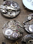 Vtg 35+ Pc Watch Parts Repair Lot Elgin Bulova Trinity Riviera Dials Movements