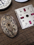 Vtg 35+ Pc Watch Parts Repair Lot Elgin Bulova Trinity Riviera Dials Movements